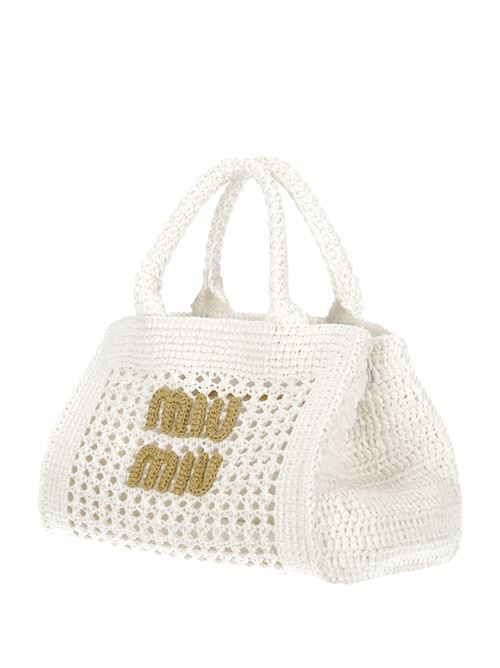 Borsa tote con ricamo Miu Miu | 5BA219V-OOO2DO1F0965